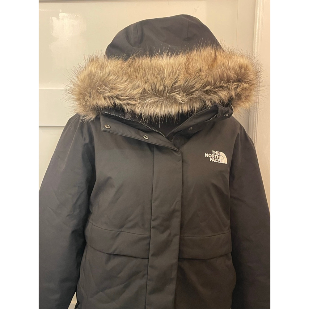 The North Face Arctic Bomber Jacket Womens XL Black Faux Fur Hood NWOT - Picture 5 of 12